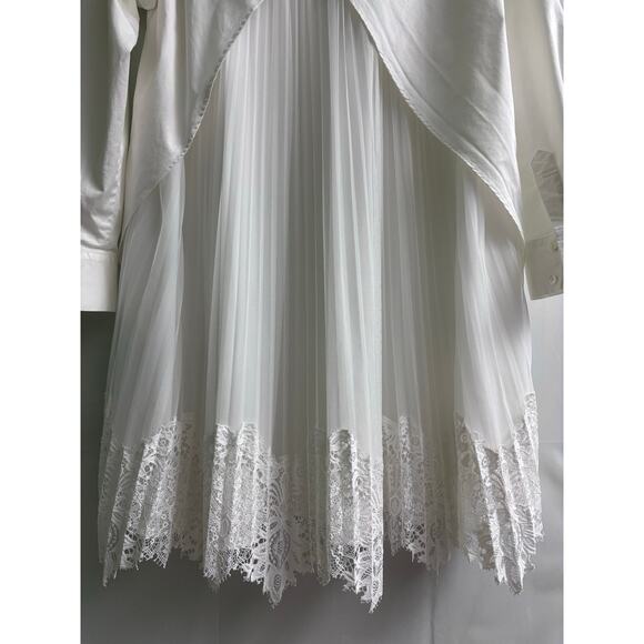 ALLSAINTS Iris Lace Cotton Blend Button Up White Shirt Dress Size M - Picture 4 of 12